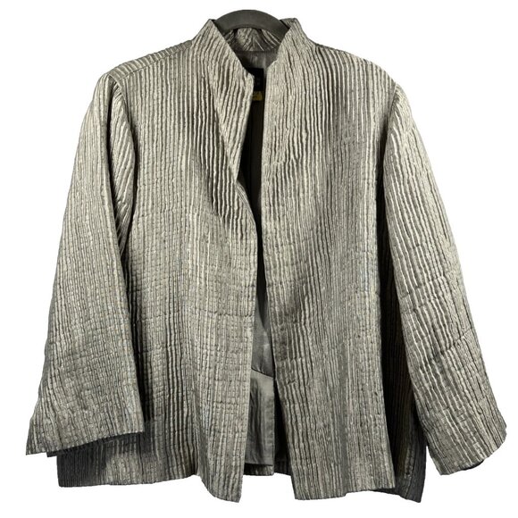 Eileen Fisher Jackets & Blazers - Eileen Fisher Women's Jacket PM Silk Blend Lined 3/4 Sleeve Textured Minimalist